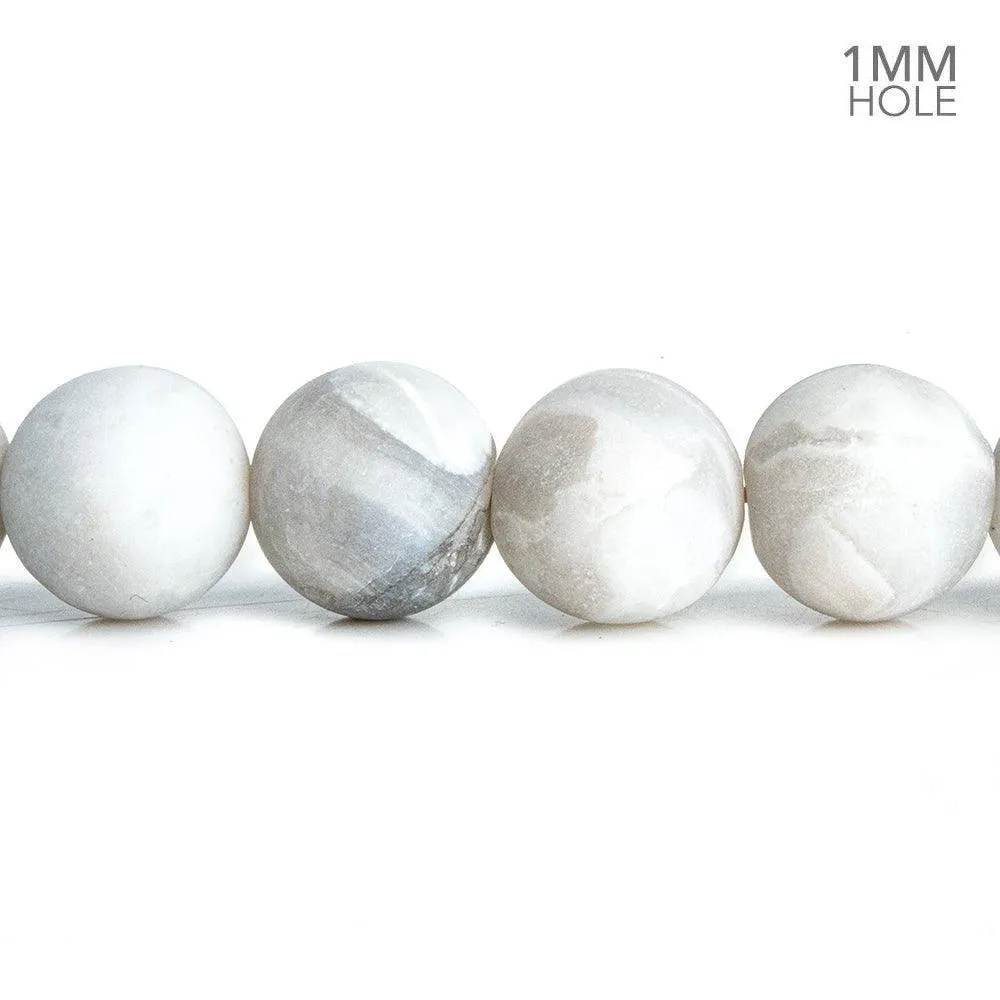 12mm Matte White Crazy Lace Agate Plain Round Beads 15 inch 32 pieces