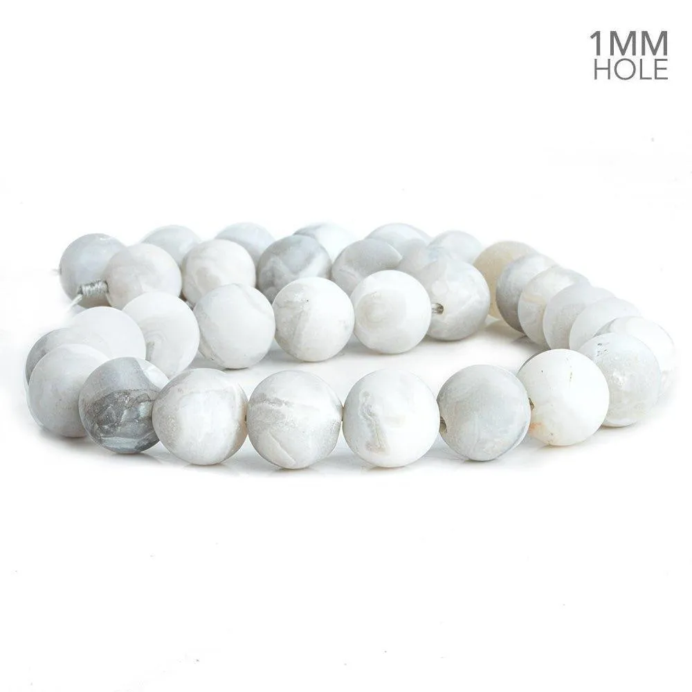 12mm Matte White Crazy Lace Agate Plain Round Beads 15 inch 32 pieces