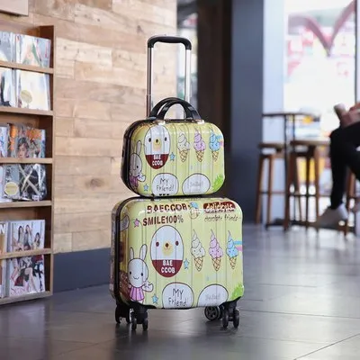 18-Inch Fashion Korean Version Of The Mother Boarded The Universal Wheel Cartoon Trolley Case,Fresh