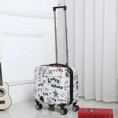18-Inch Mirror Boarding Luggage, Cartoon Trolleycase ,Abs Pcfemale Box ,Universal Wheel Small