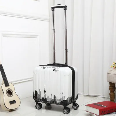 18-Inch Mirror Boarding Luggage, Cartoon Trolleycase ,Abs Pcfemale Box ,Universal Wheel Small