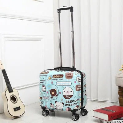 18-Inch Mirror Boarding Luggage, Cartoon Trolleycase ,Abs Pcfemale Box ,Universal Wheel Small