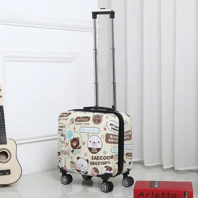 18-Inch Mirror Boarding Luggage, Cartoon Trolleycase ,Abs Pcfemale Box ,Universal Wheel Small