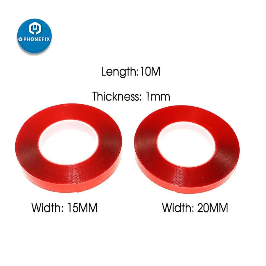1mm*10m Length Strong Adhesive Double Sided No Trace PET Red Film