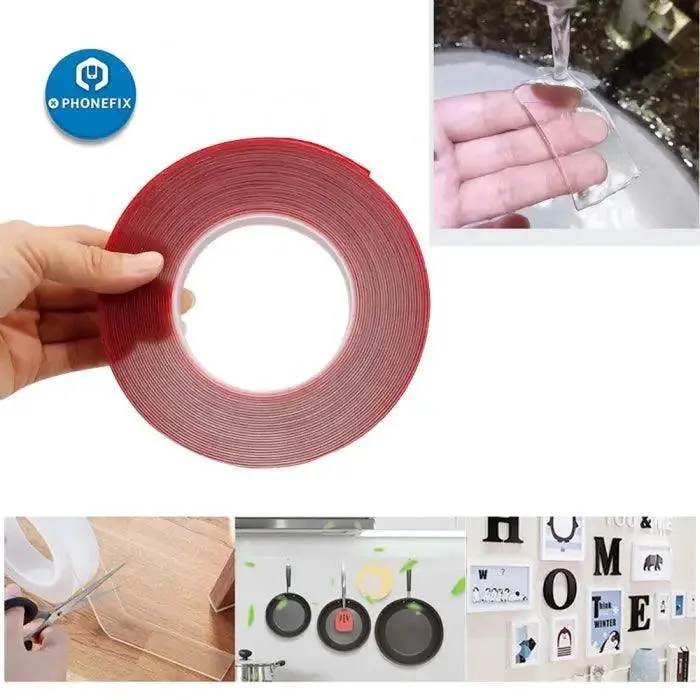 1mm*10m Length Strong Adhesive Double Sided No Trace PET Red Film