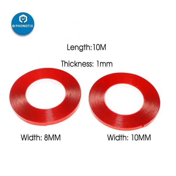 1mm*10m Length Strong Adhesive Double Sided No Trace PET Red Film