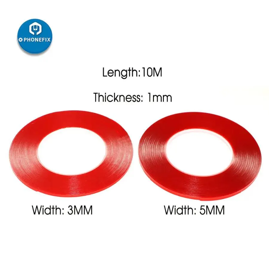 1mm*10m Length Strong Adhesive Double Sided No Trace PET Red Film