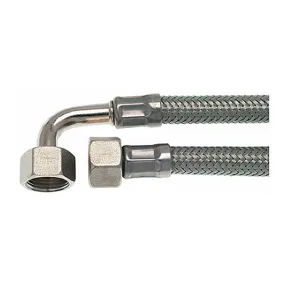 3/8" F x 3/8" F BSP 150cm (59") Stainless Steel Elbow Flex Line Hose