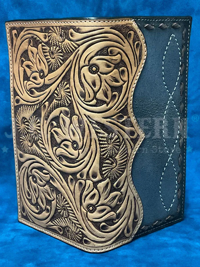 3D D2500123107 Mens Floral Hand Tooled Buck Lace Rodeo Wallet Tan