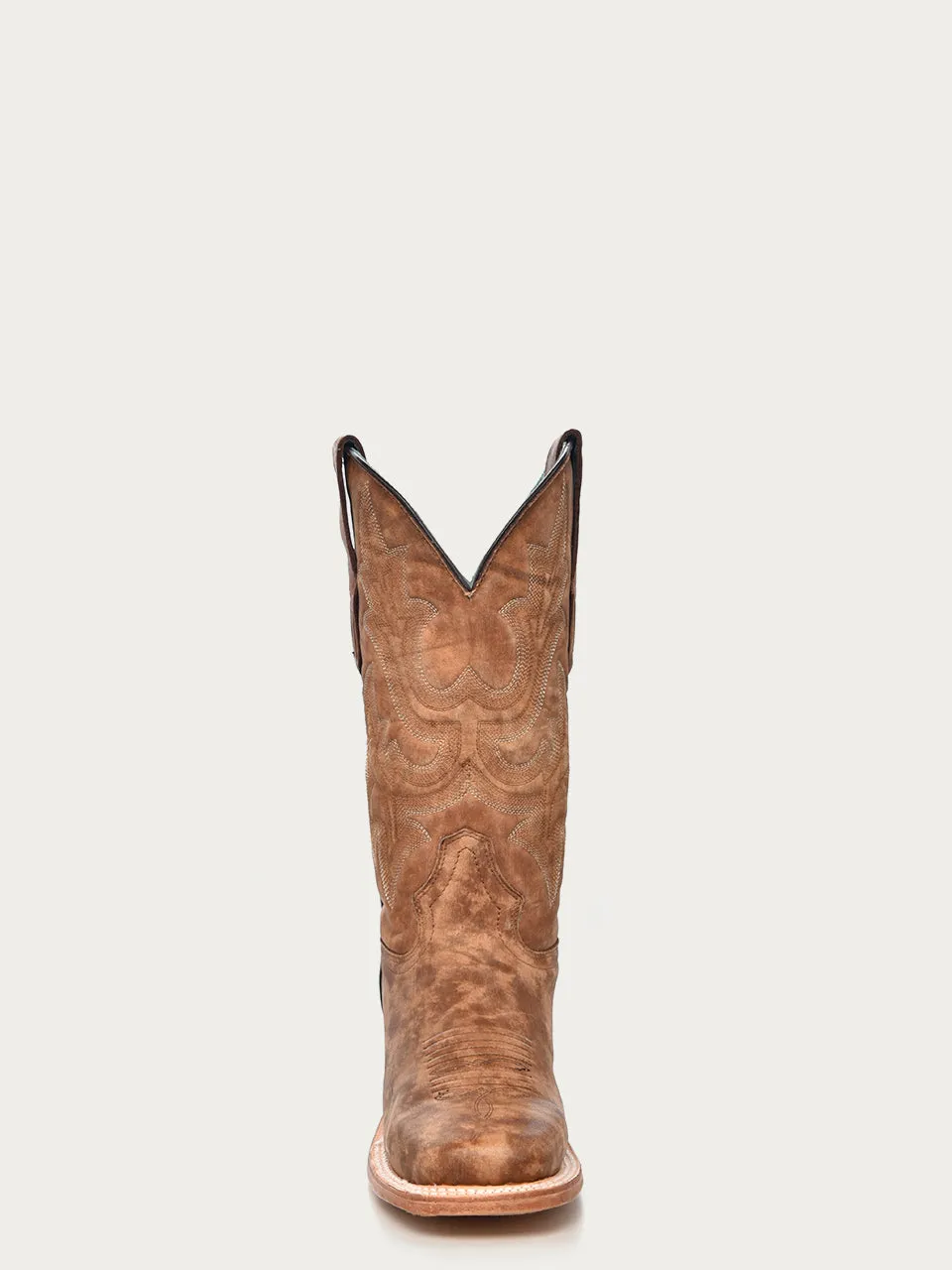 A4143 - WOMEN'S EMBROIDERY SAND WIDE SQUARE TOE COWBOY BOOT