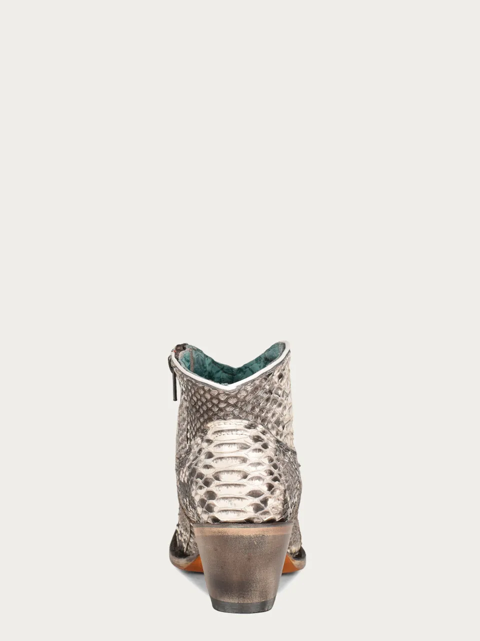 A4319 - WOMEN'S GENUINE FULL PYTHON J TOE BOOTIE WITH ZIPPER