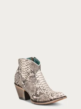 A4319 - WOMEN'S GENUINE FULL PYTHON J TOE BOOTIE WITH ZIPPER