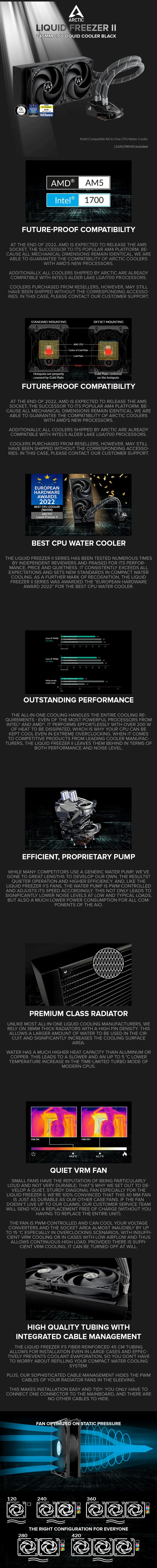Arctic Liquid Freezer II 240mm/360mm CPU Liquid Cooler Black