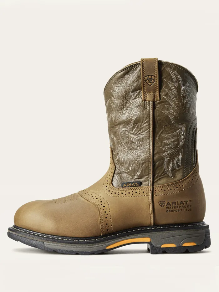 Ariat 10008635 Mens WorkHog Waterproof Composite Toe Work Boot Aged Bark