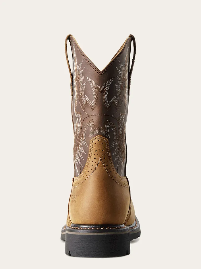 Ariat 10010134 Mens Sierra Wide Square Toe Steel Toe Work Boot Aged Bark Tan