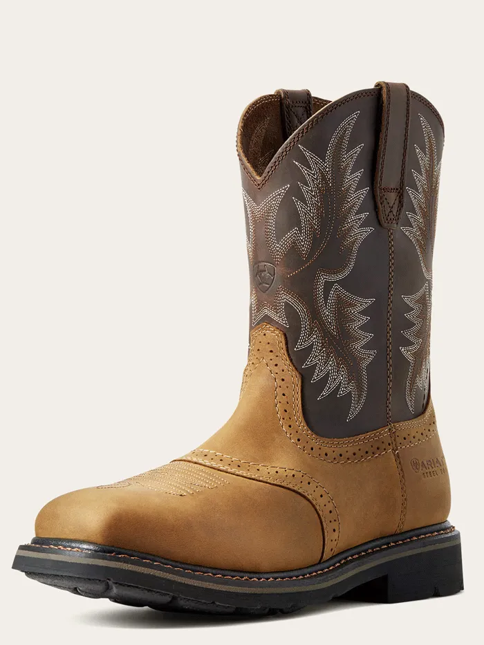 Ariat 10010134 Mens Sierra Wide Square Toe Steel Toe Work Boot Aged Bark Tan