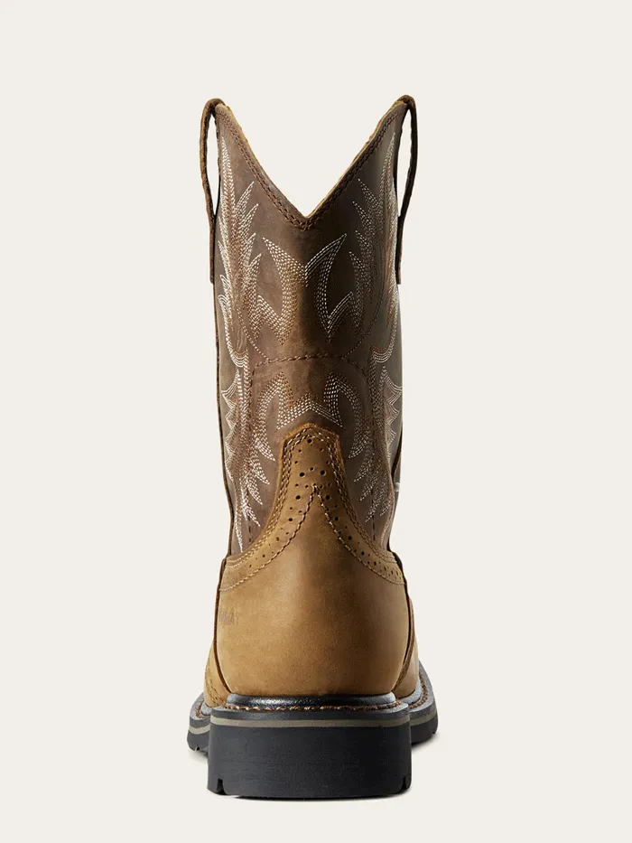 Ariat 10010148 Mens Sierra Wide Square Toe Work Boot Aged Bark Tan