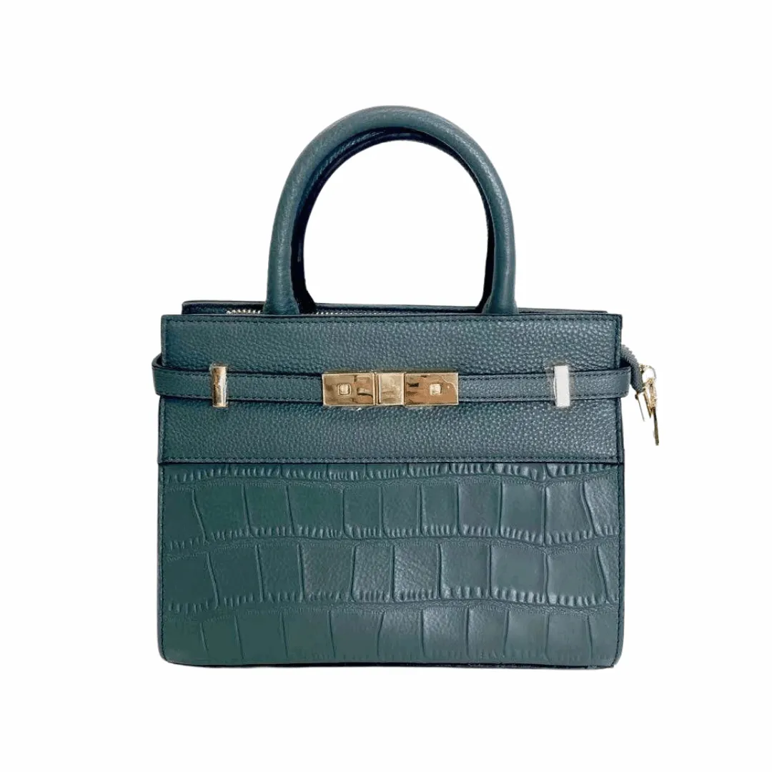 Bianca Small Kelly Bag Faux Croc-embossed Leather Handbag
