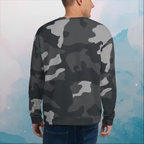 Black and Grey Camo Print Unisex Sweatshirt