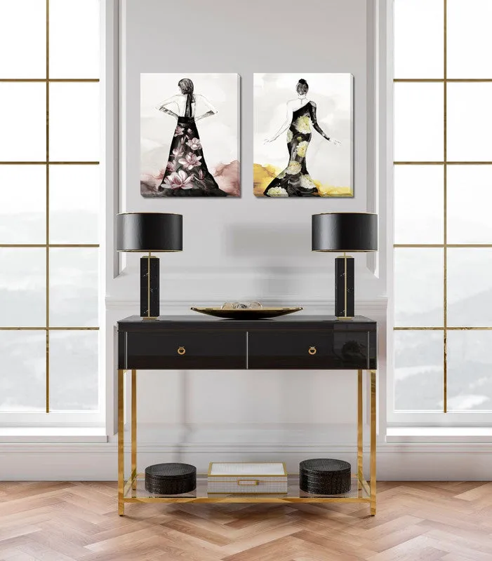 Black Blooms II Wall Art - White/Black/Pink - 16 X 20