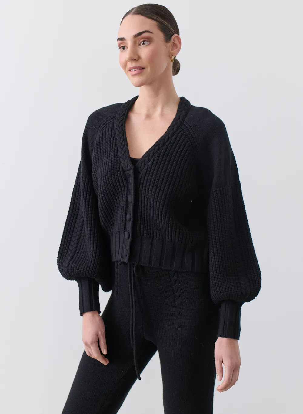Bronwyn Wool Knit Cardigan | Black | Restock