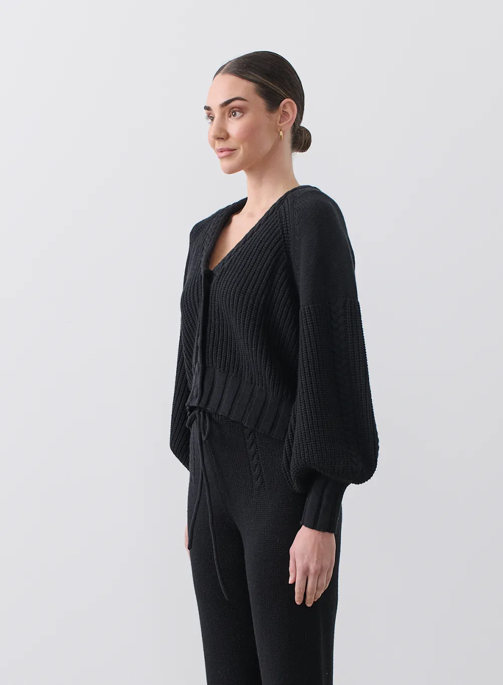 Bronwyn Wool Knit Cardigan | Black | Restock