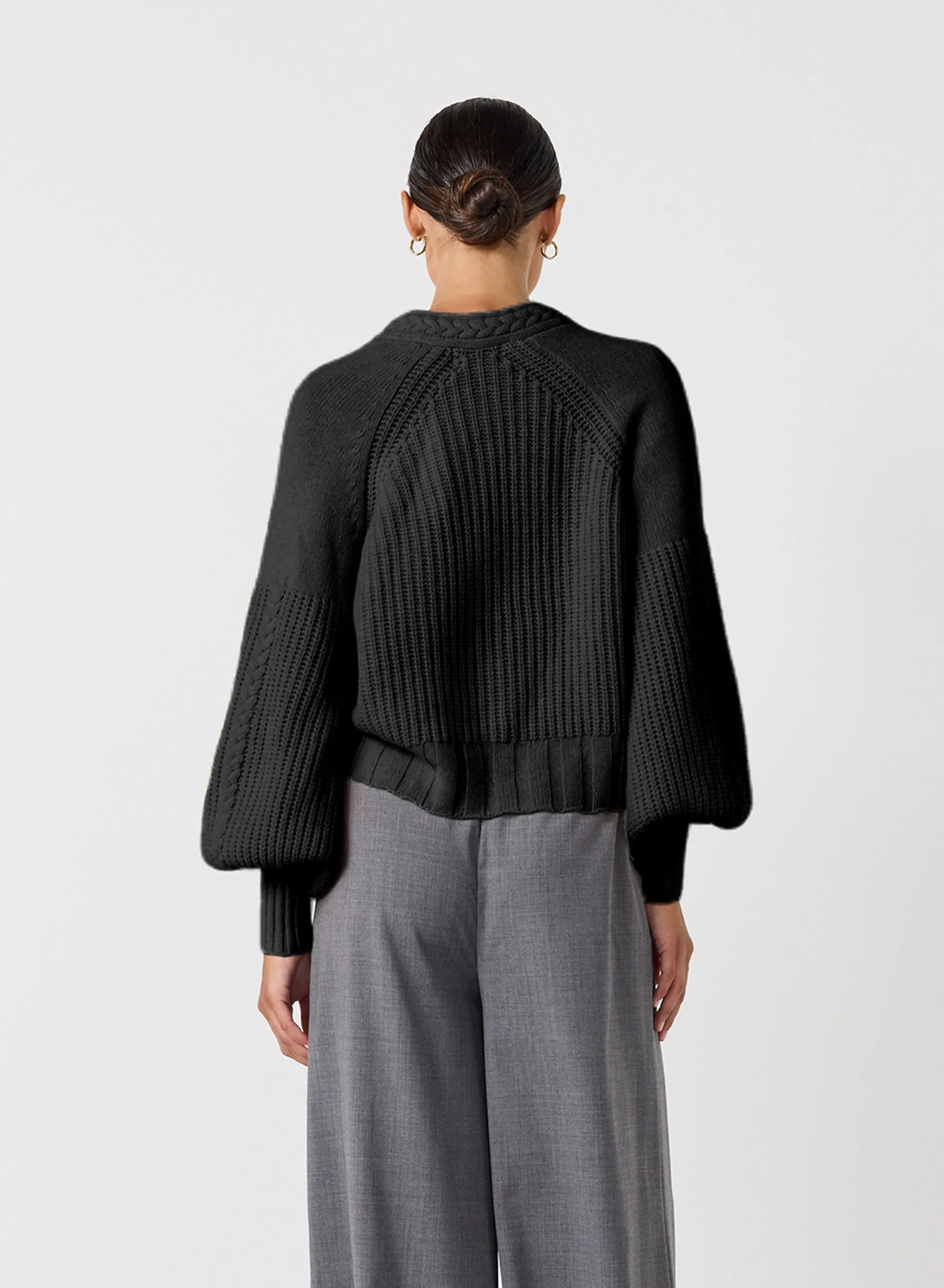 Bronwyn Wool Knit Cardigan | Black | Restock
