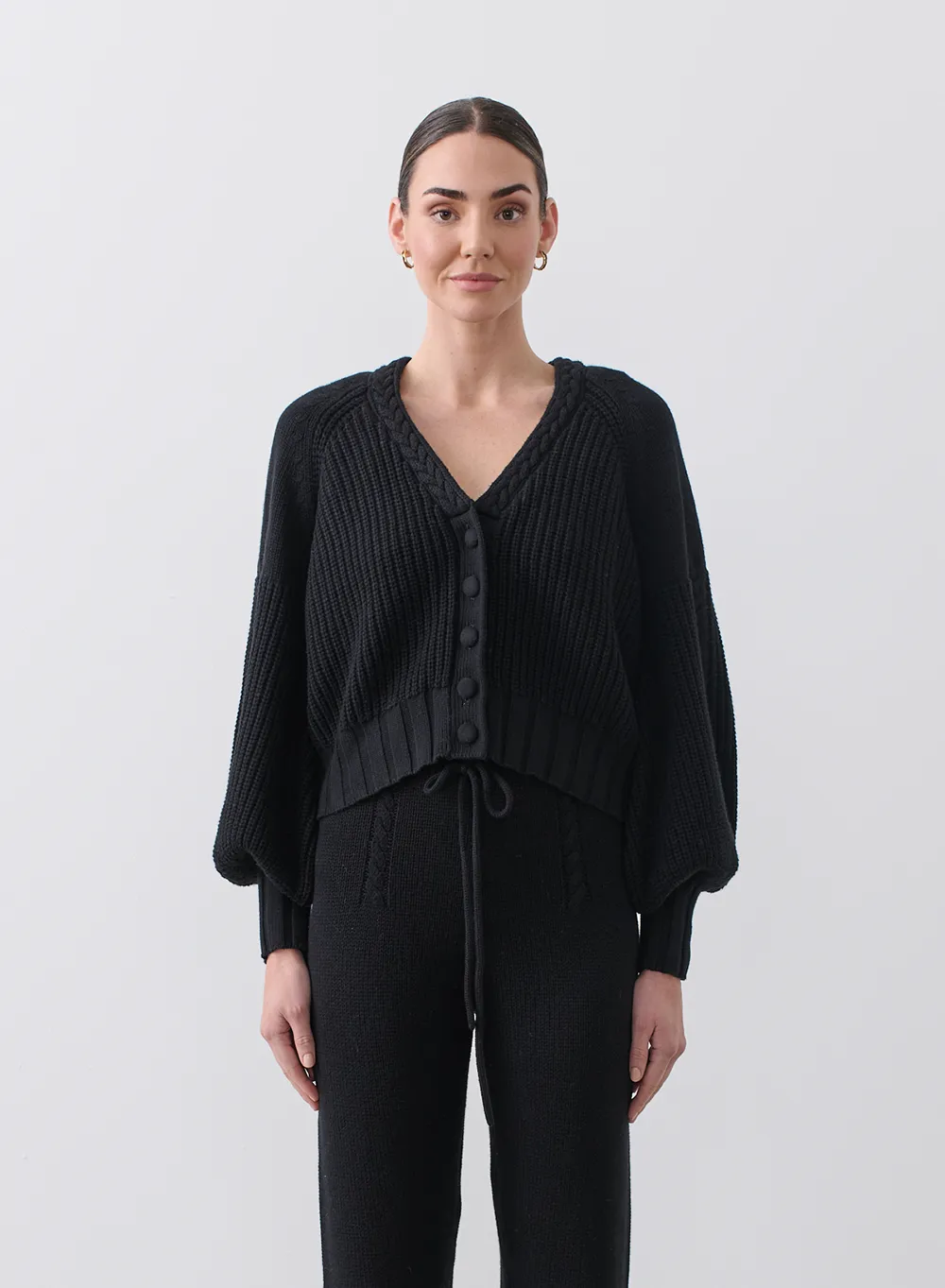 Bronwyn Wool Knit Cardigan | Black | Restock
