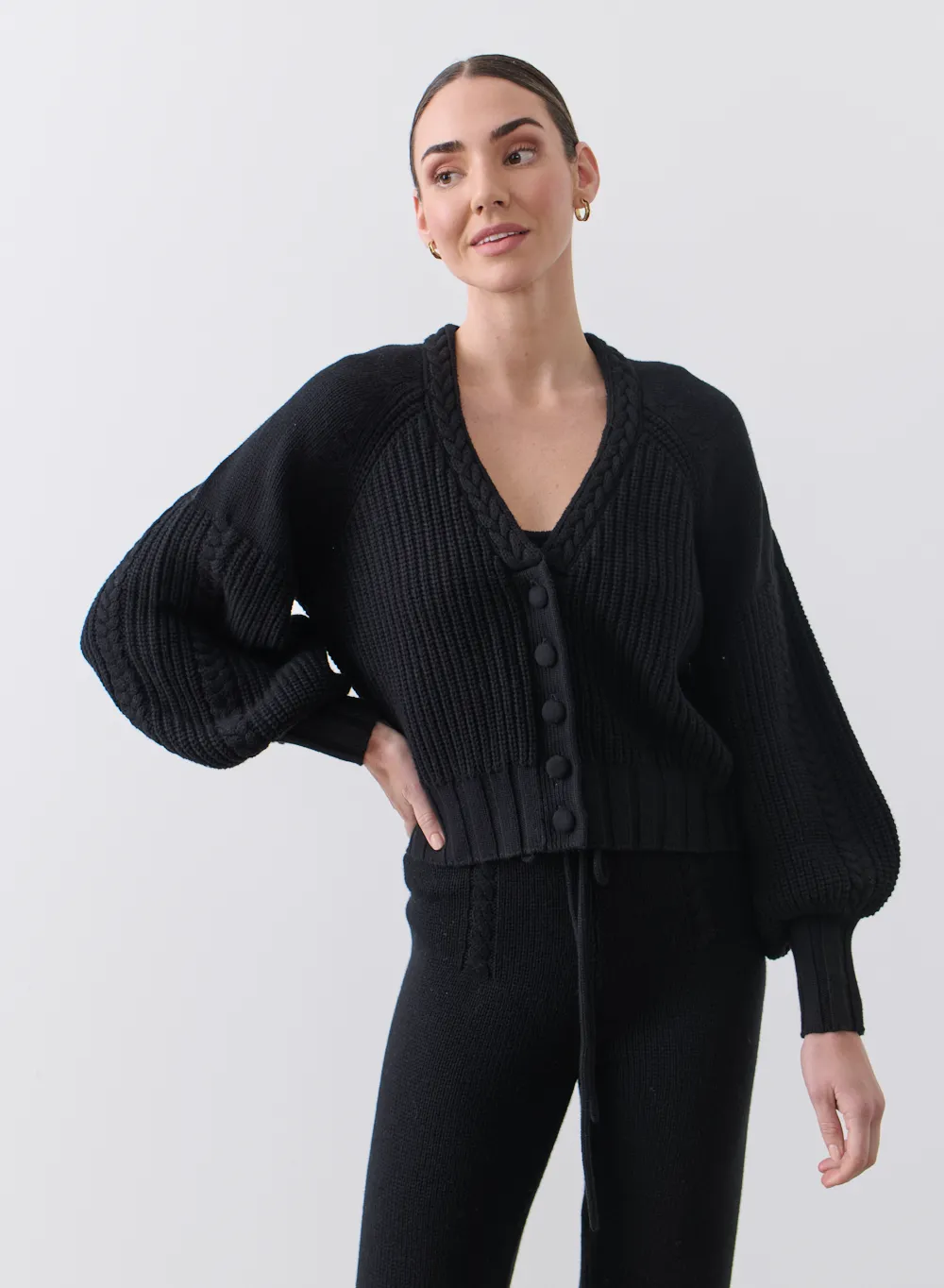 Bronwyn Wool Knit Cardigan | Black | Restock