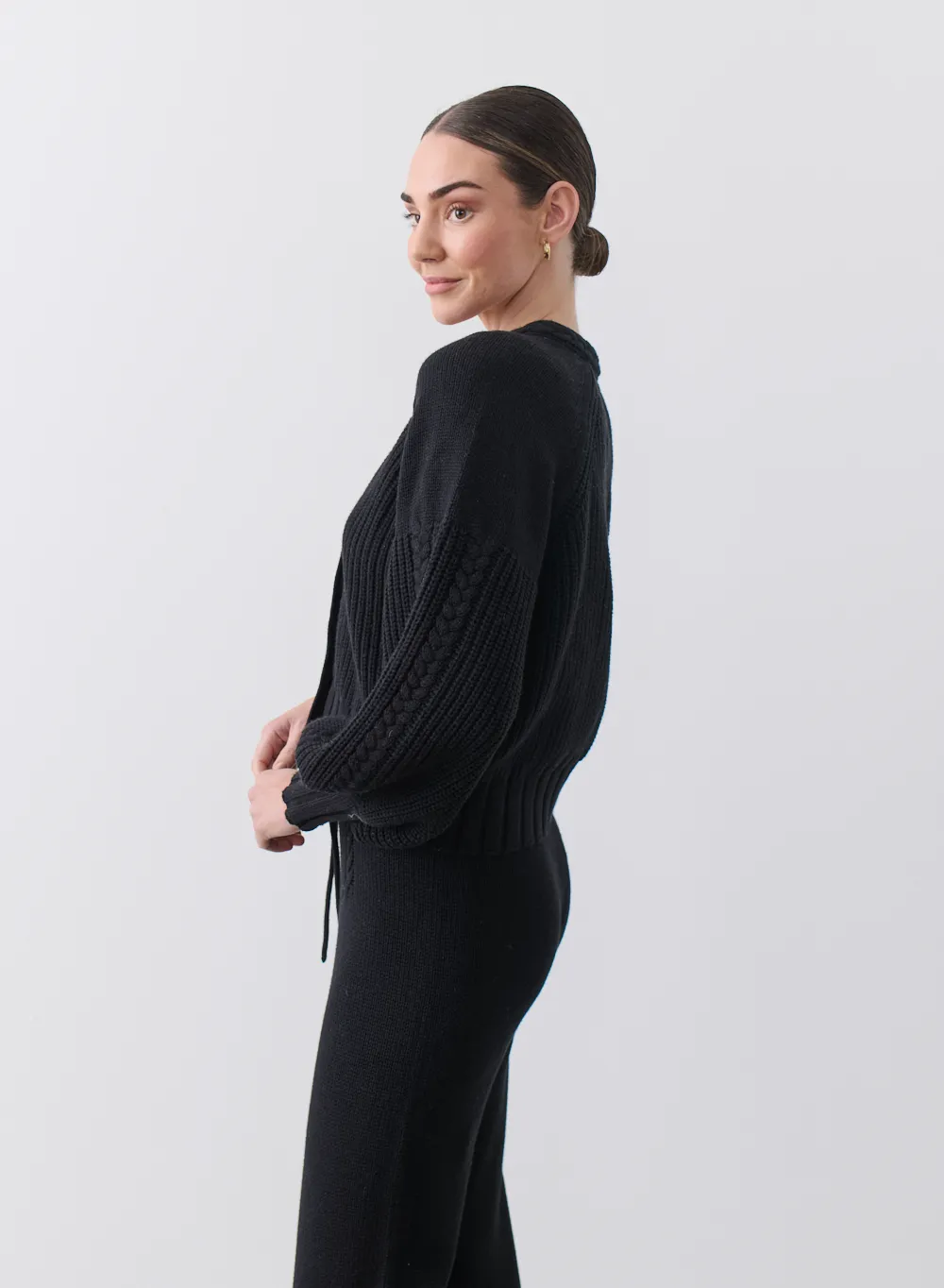 Bronwyn Wool Knit Cardigan | Black | Restock