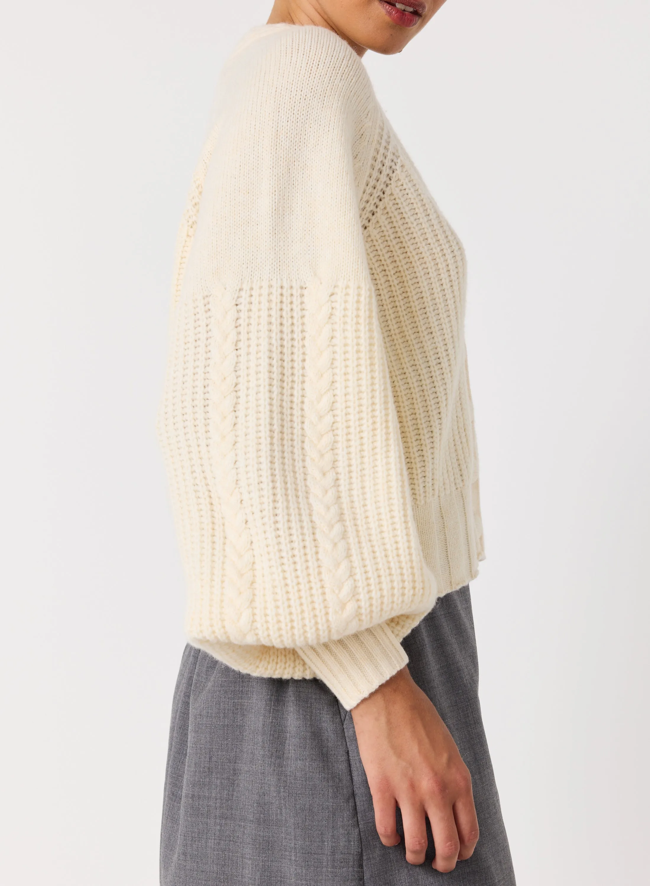 Bronwyn Wool Knit Cardigan | Cream | Restock