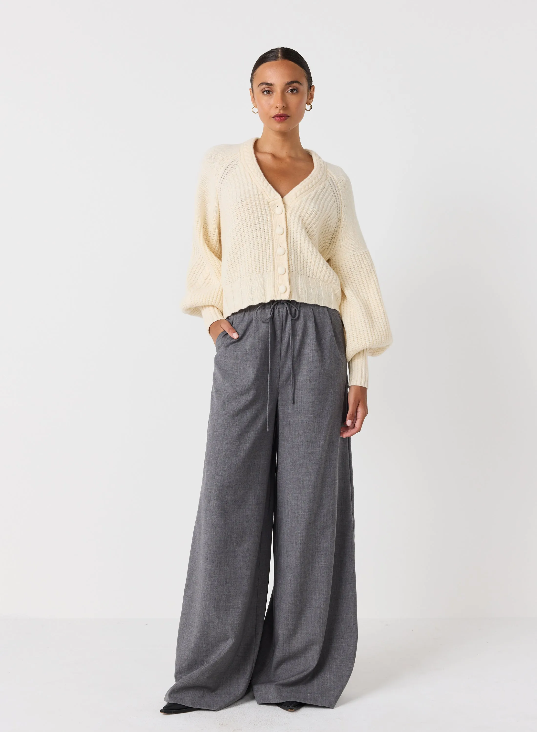 Bronwyn Wool Knit Cardigan | Cream | Restock