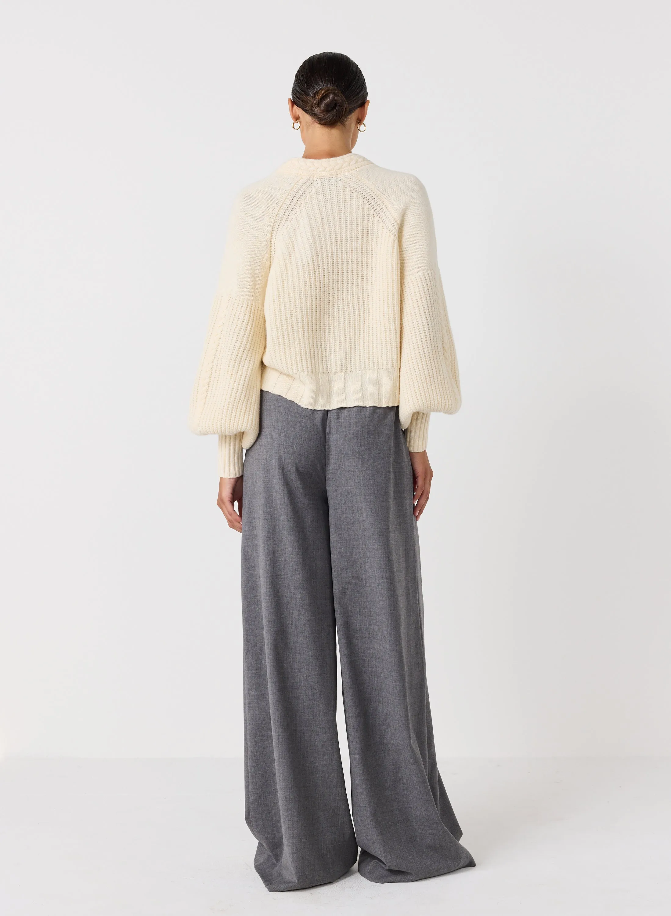 Bronwyn Wool Knit Cardigan | Cream | Restock