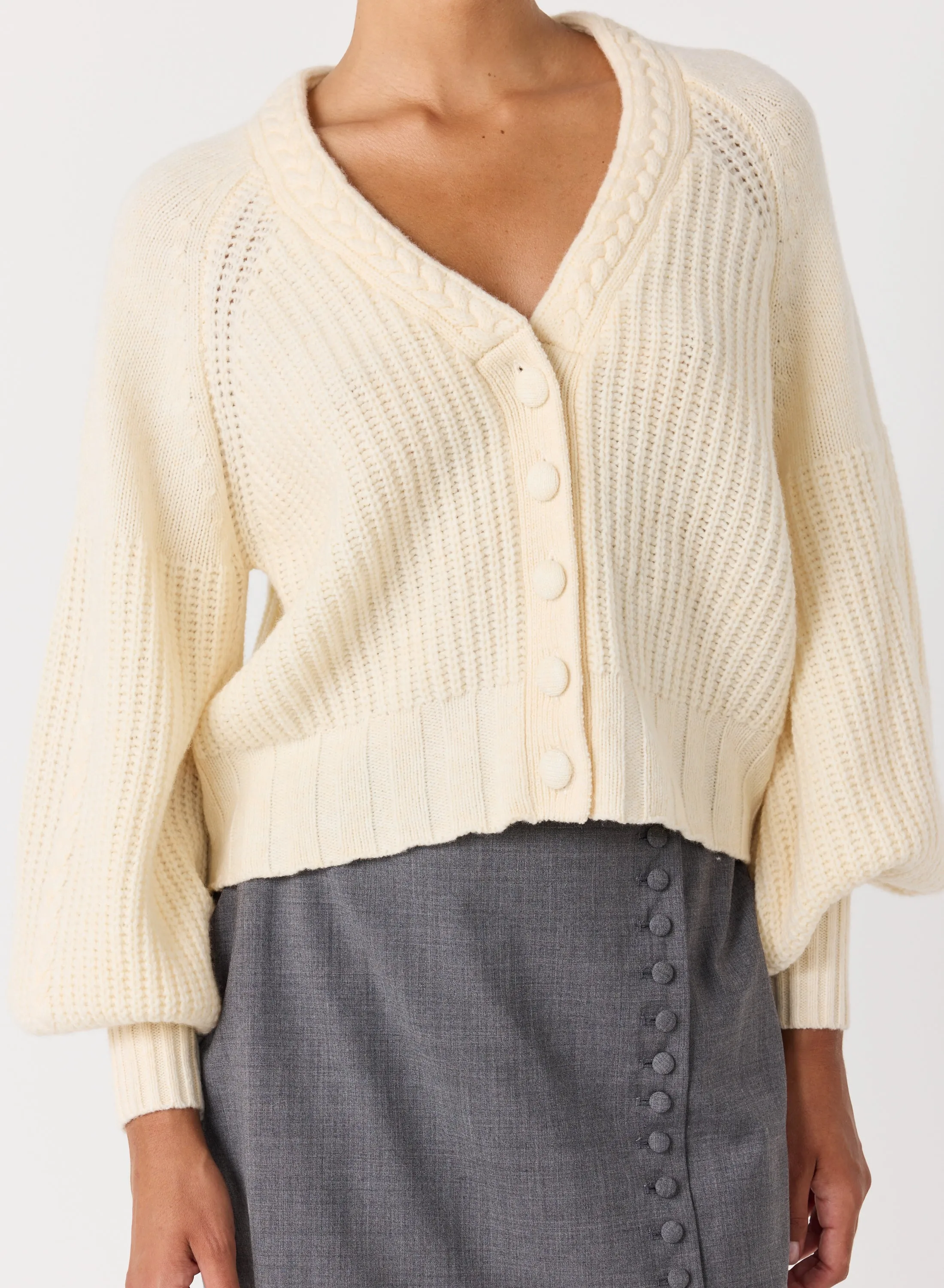 Bronwyn Wool Knit Cardigan | Cream | Restock