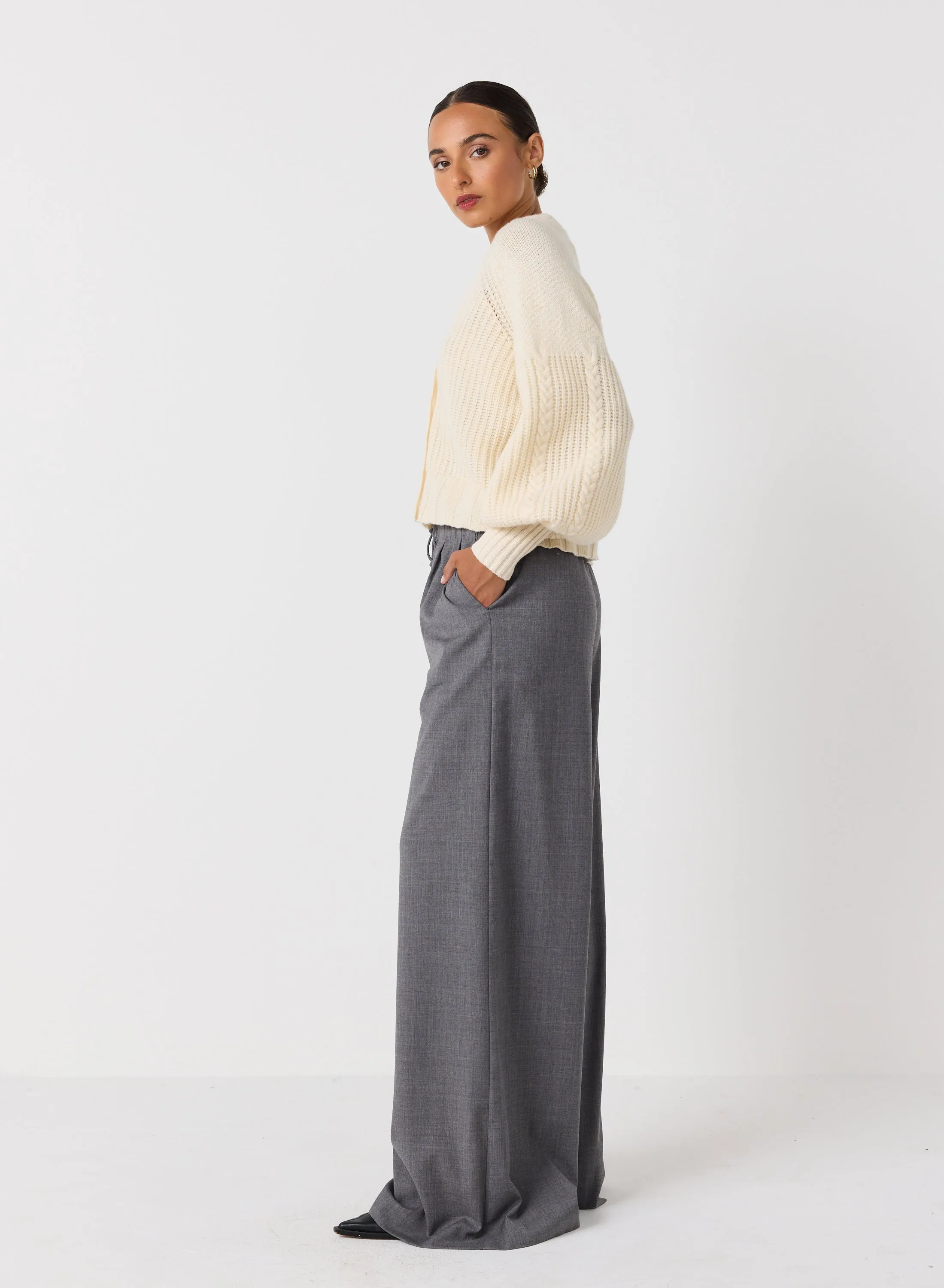 Bronwyn Wool Knit Cardigan | Cream | Restock
