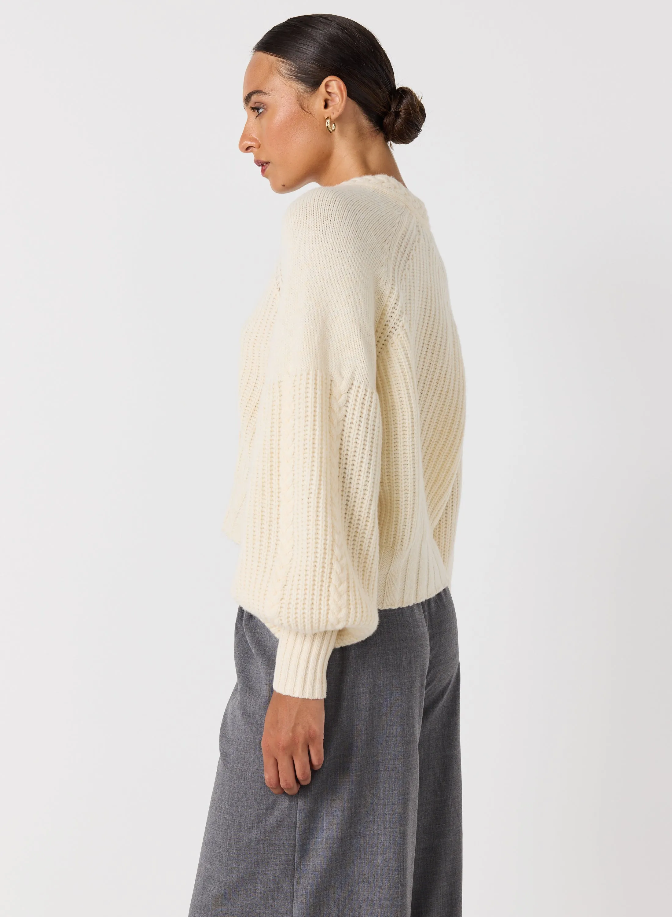 Bronwyn Wool Knit Cardigan | Cream | Restock