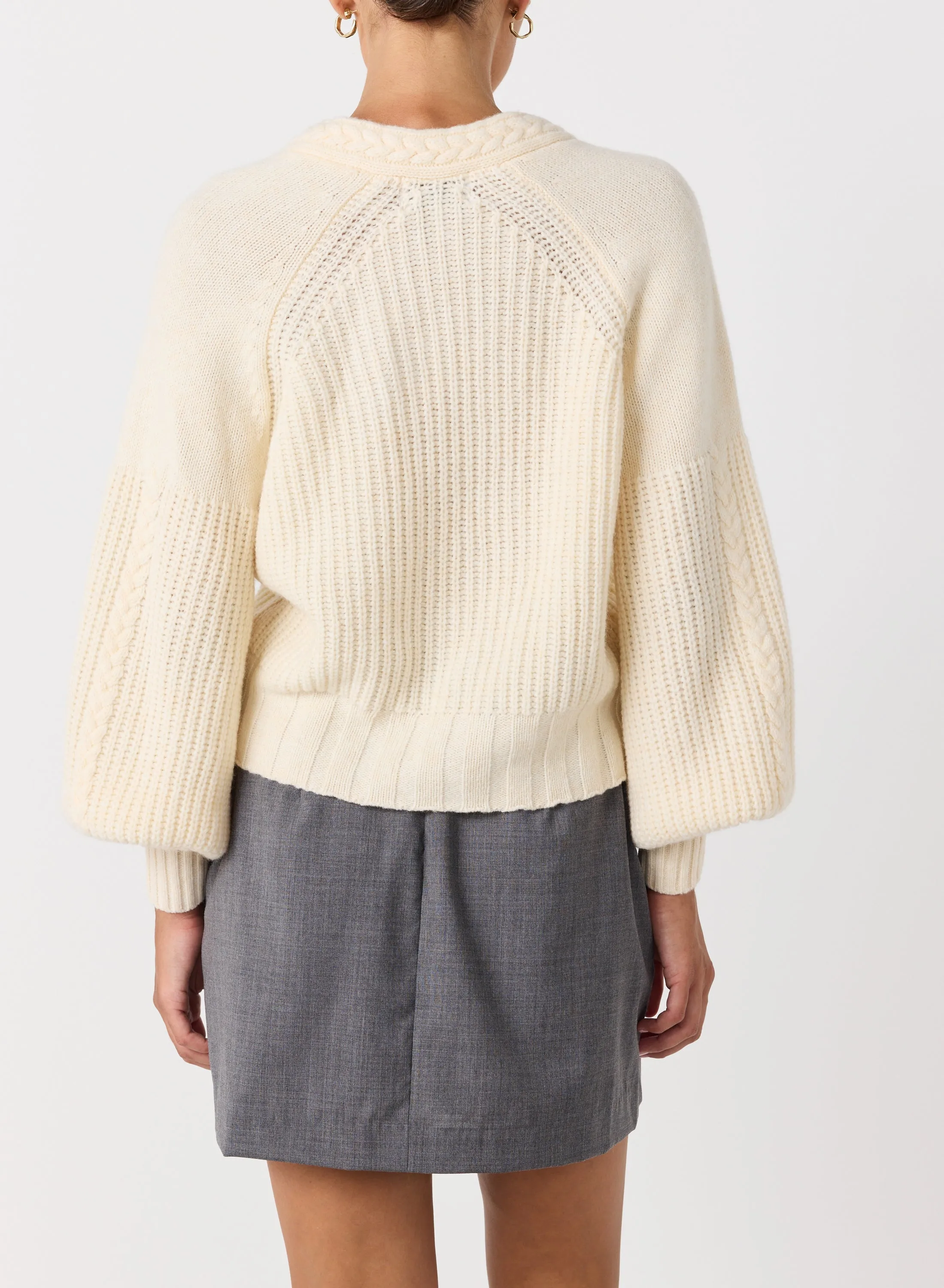 Bronwyn Wool Knit Cardigan | Cream | Restock