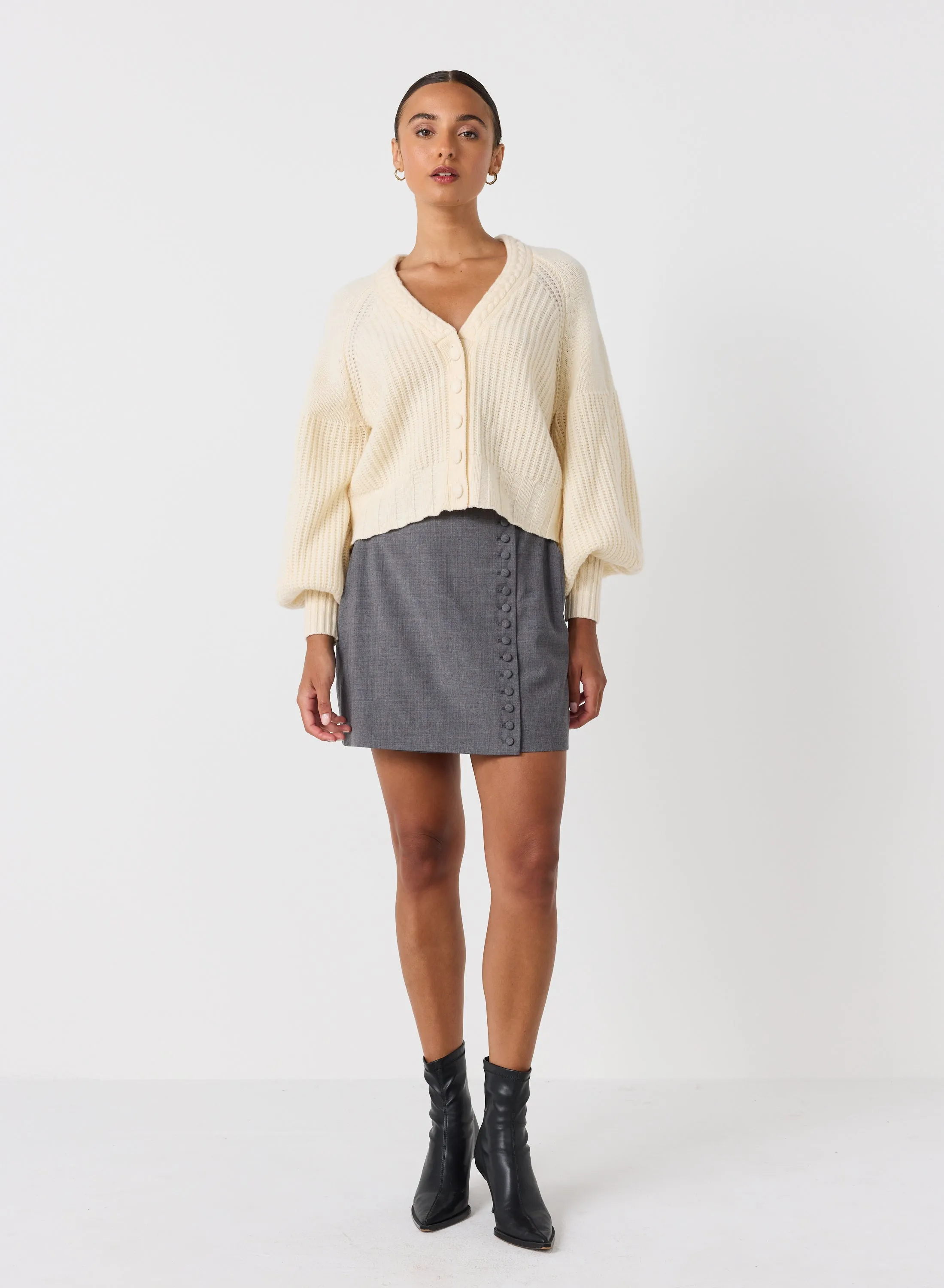 Bronwyn Wool Knit Cardigan | Cream | Restock