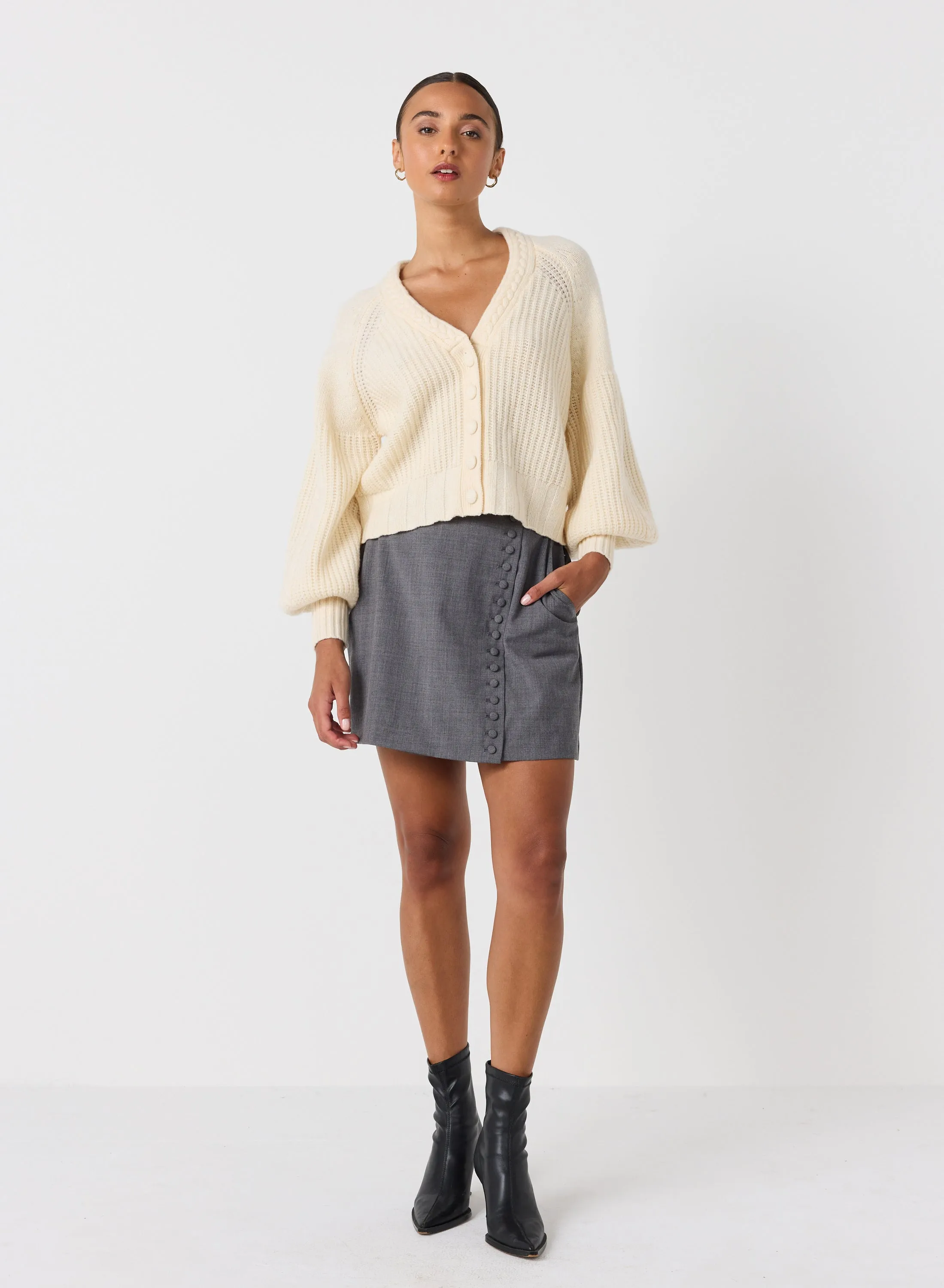 Bronwyn Wool Knit Cardigan | Cream | Restock
