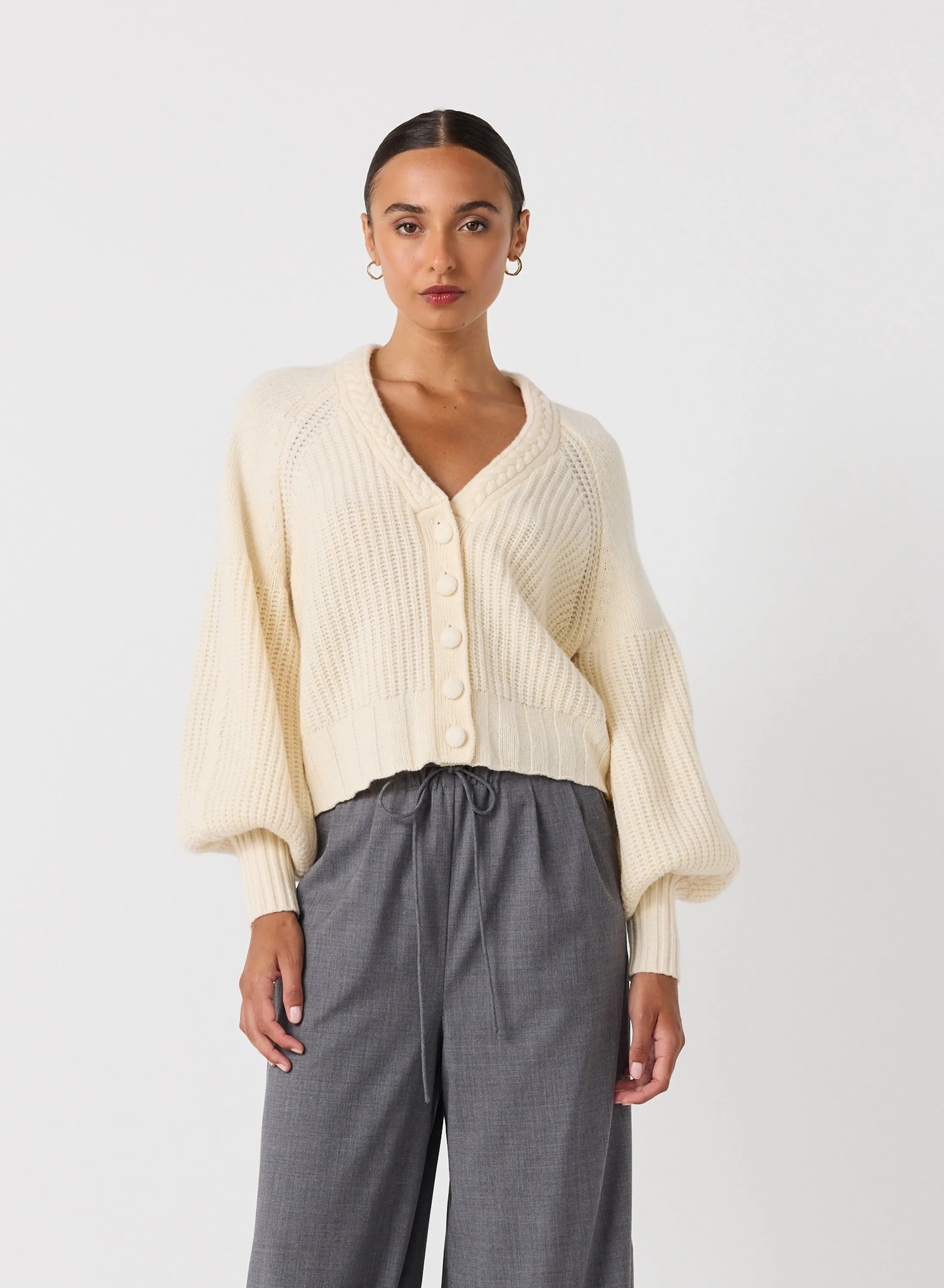 Bronwyn Wool Knit Cardigan | Cream | Restock