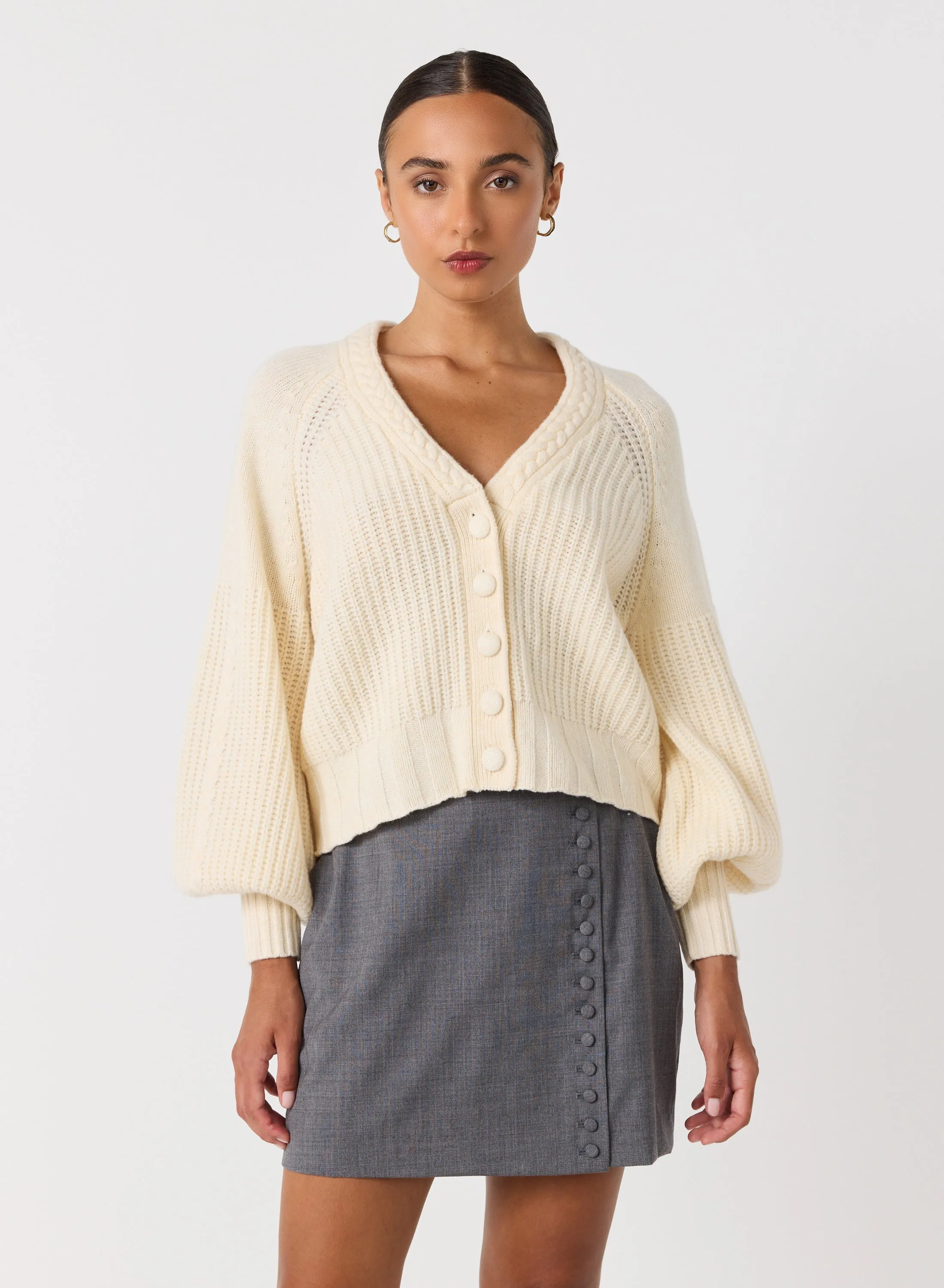 Bronwyn Wool Knit Cardigan | Cream | Restock