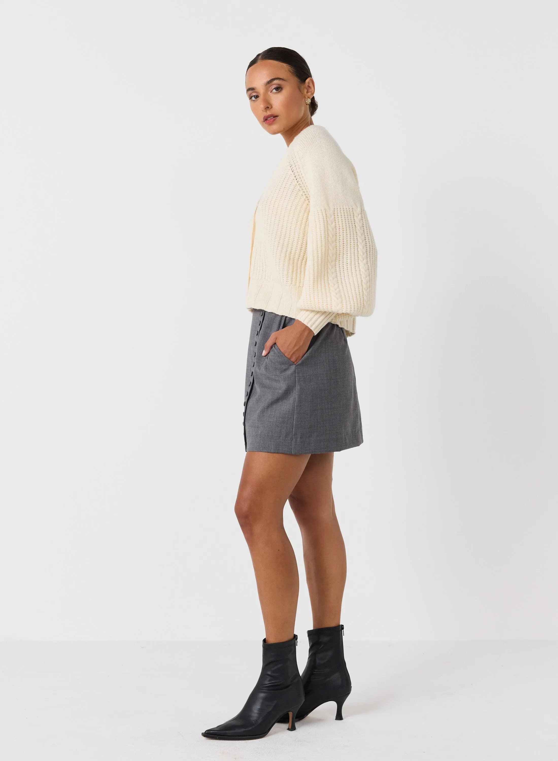 Bronwyn Wool Knit Cardigan | Cream | Restock