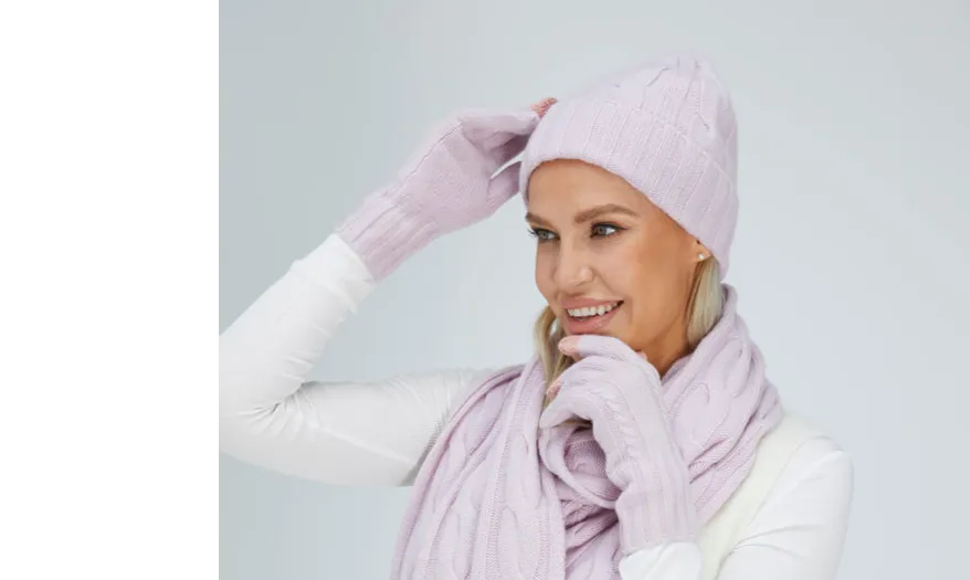 Cable-Knit Unisex Cashmere Beanie