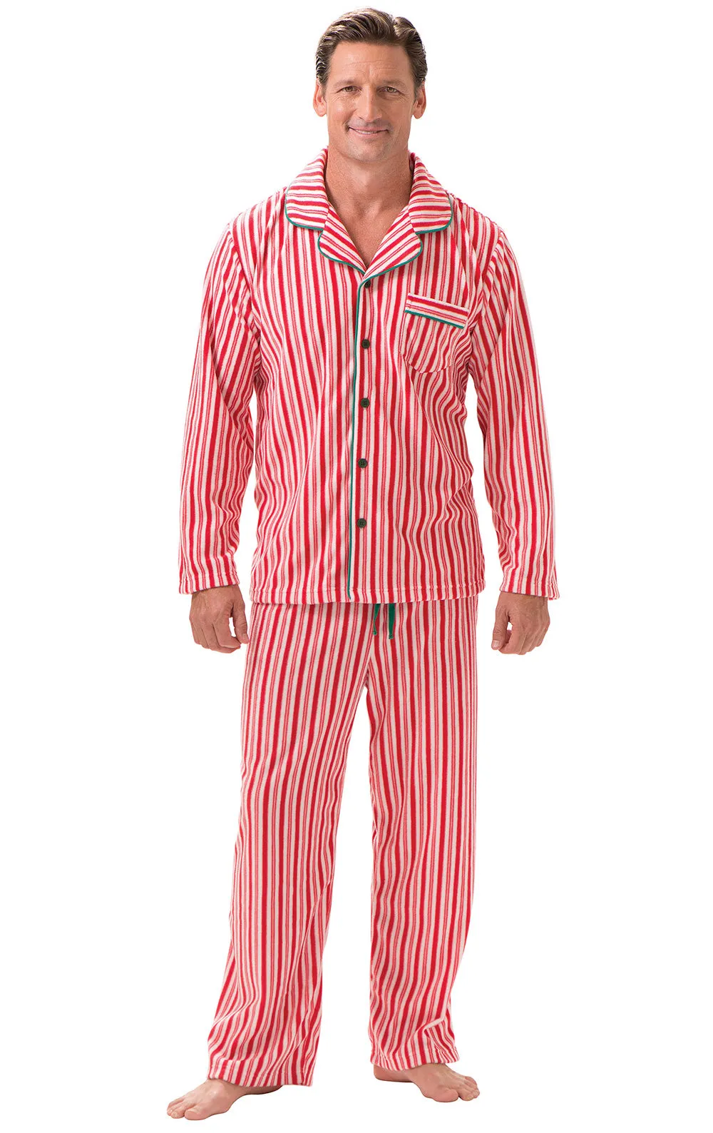 Candy Cane Fleece Couples Matching Pajamas