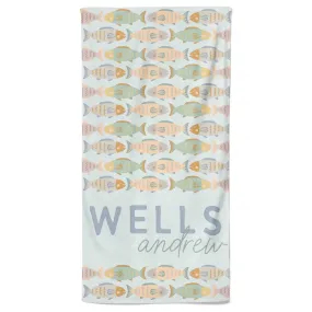 Catch Of The Day Personalized Kids Beach Towel | Blue