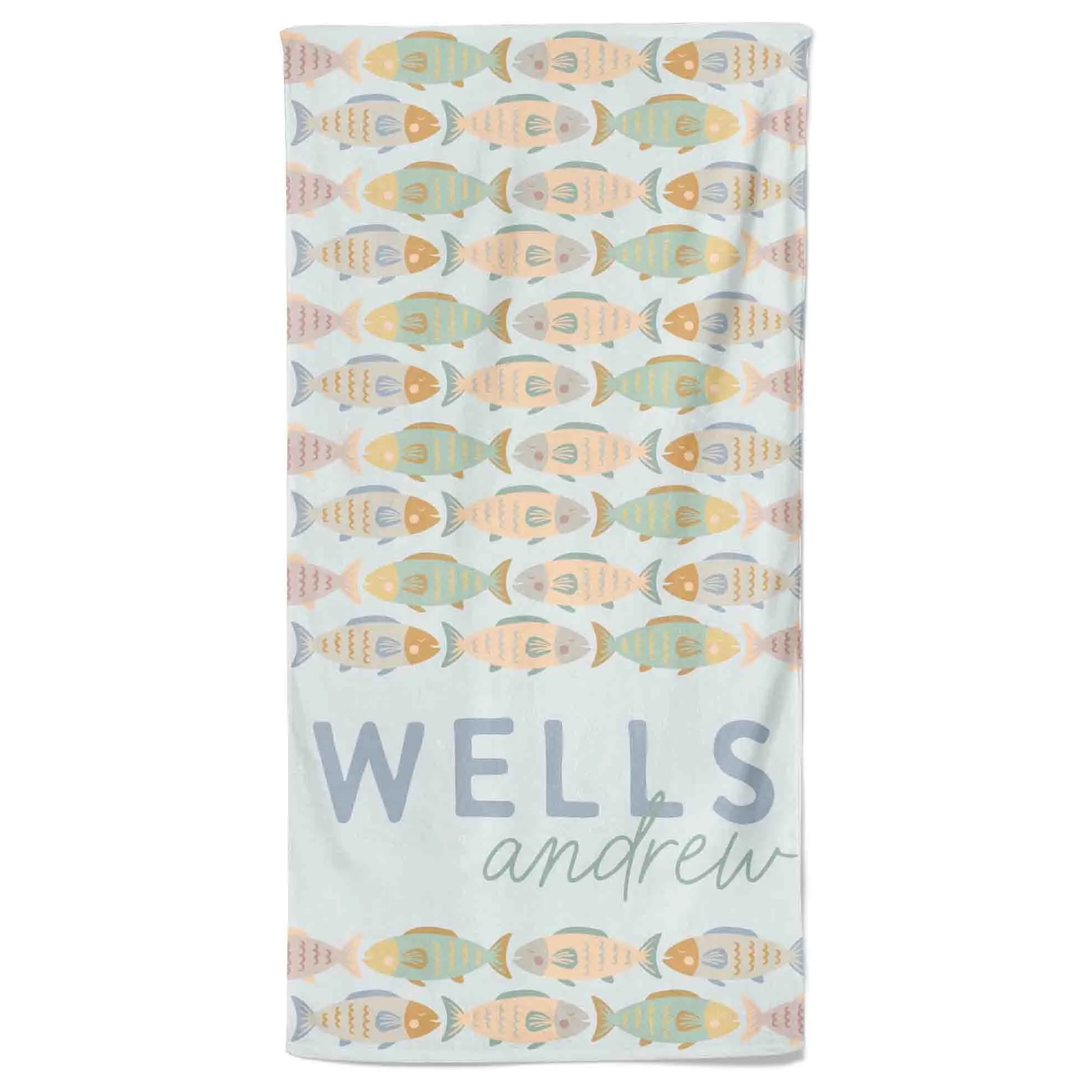 Catch Of The Day Personalized Kids Beach Towel | Blue