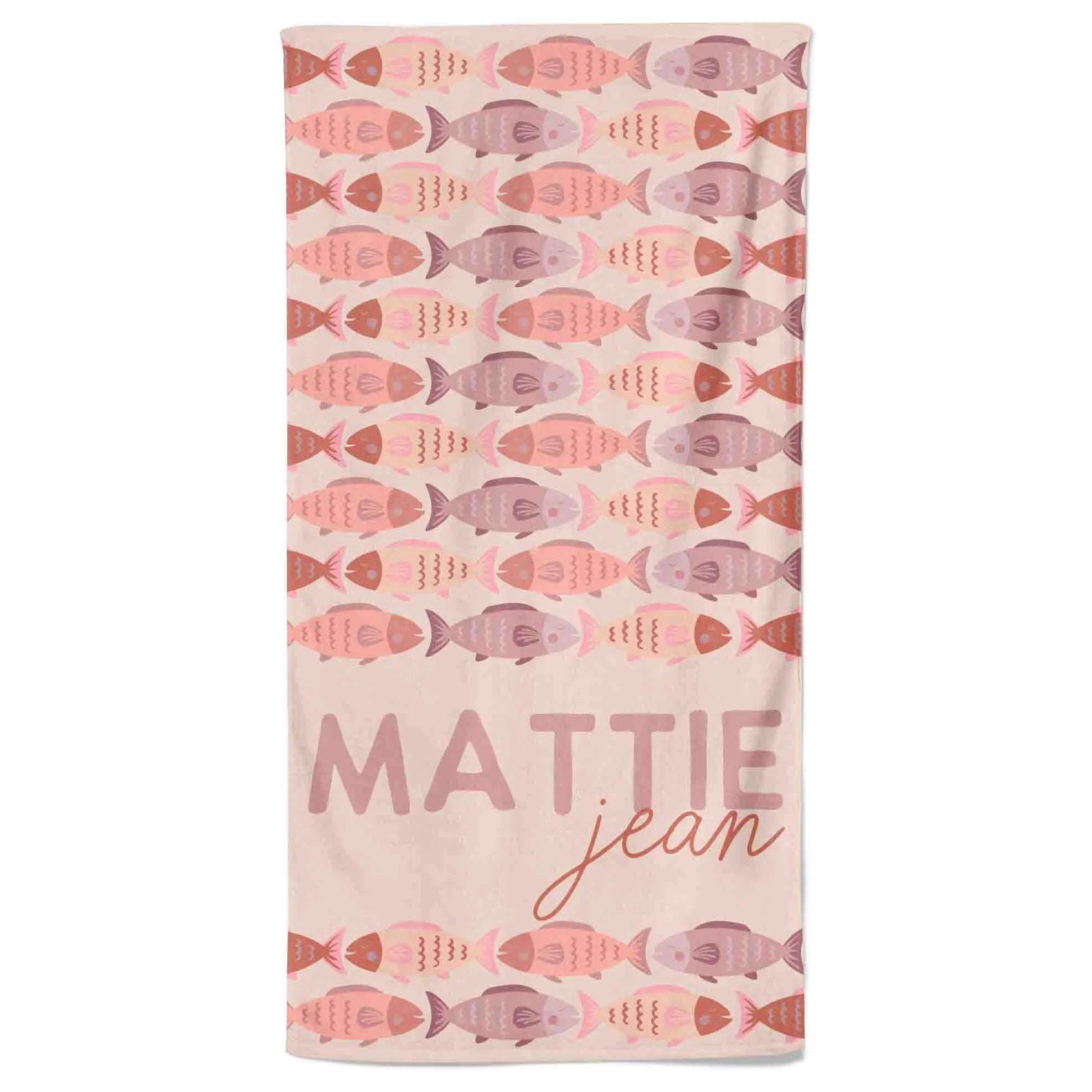 Catch Of The Day Personalized Kids Beach Towel | Pink