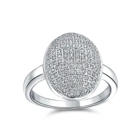 Disco Ball Drop Pave CZ Statement Prom Earrings Round Silver Plated