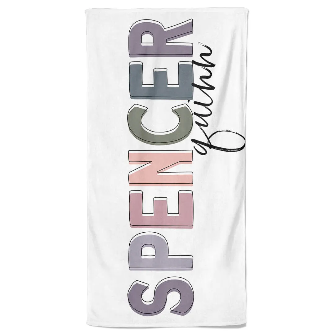 Dusty Hues Color Block Personalized Kids Beach Towel