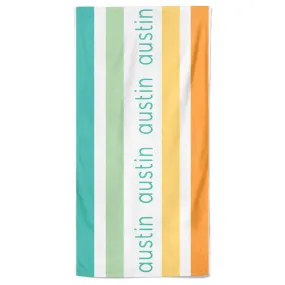 Earthy Stripes Personalized Kids Beach Towel